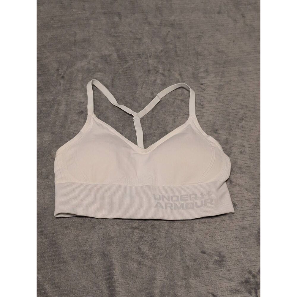 Under Armour Size S Women's Seamless Low Long Bra White Low Impact